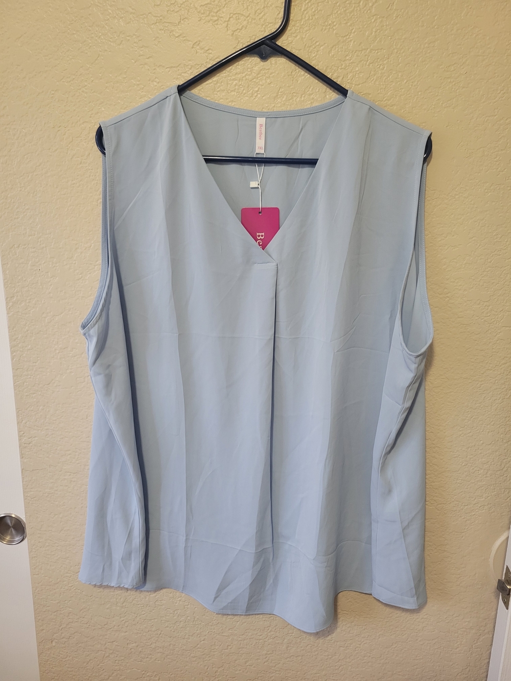 V-Neck Sleeveless Blouse in Pale Blue
